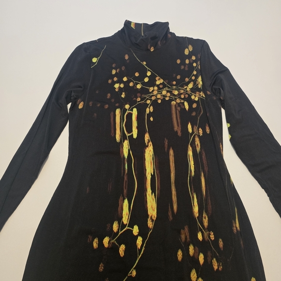 Prabal Gurung Long Sleeve Turtleneck Dress In Black Graphic Cocktail Mock Neck - Picture 3 of 12